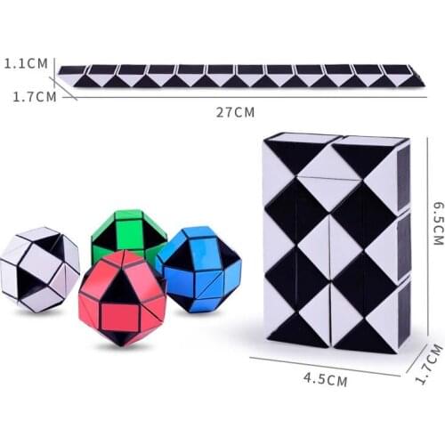 3D Colorful Magic Ruler 24 Segments Snake Twist Cube Puzzle For Kids Cognition Puzzle Children Toys Game Cube Kids Gift
