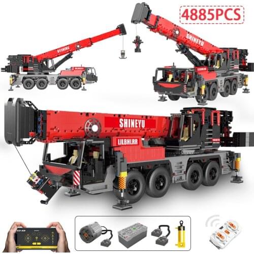 4885pcs Compatible Technical APP RC Crane Truck Car Building Blocks Remote Control Engineering Vehicle Bricks Toys For Kids Gift