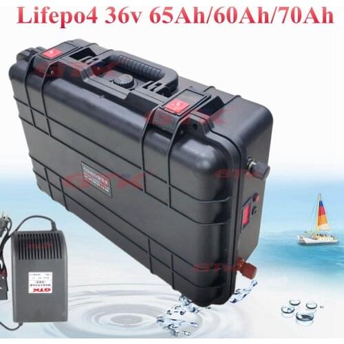 36v 65Ah lifepo4 Battery 60ah 70Ah 66ah Waterproof Case 100A BMS FOR solar RV photovoltaic boat trolling motor lbs 10A charger