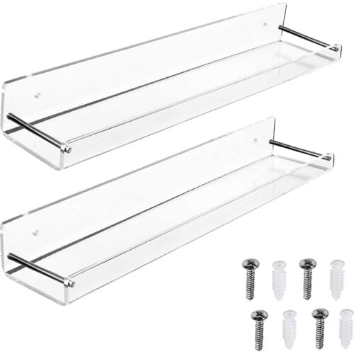 Acrylic Floating Shelves Transparent Home Office Book Storage Rack Photo Display Rack Holder Bathroom Wall Storage Organizer