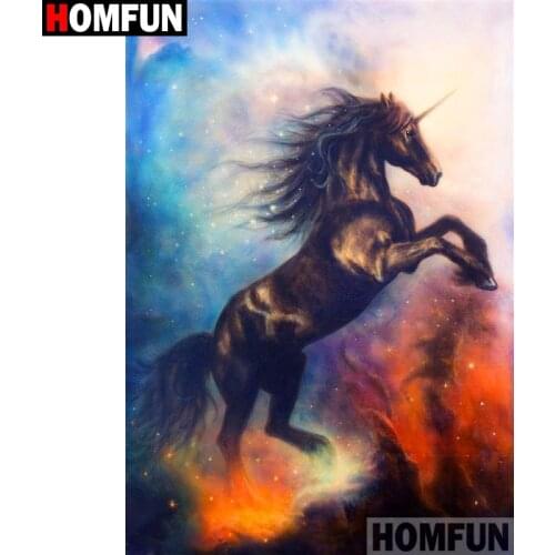 HOMFUN Full Square/Round Drill 5D DIY Diamond Painting "Animal horse" Embroidery Cross Stitch 3D Home Decor Gift A12766