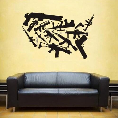 US USA Gun Weapon Map Sticker Decal Posters Coffee Shop Vinyl Wall Car Decals Pegatina Decal Decor Mural Map Sticker