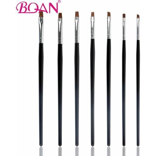 BQAN 7pcs/set Extension Builder Wooden Handle Nail Art Design Brush Painting Drawing Flower Carving Pen UV Gel Manicure Tool
