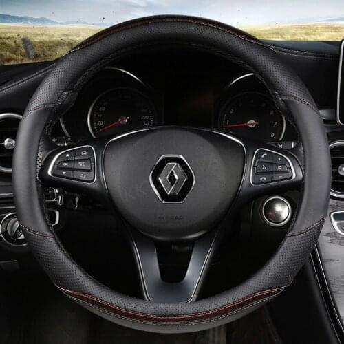 For Renault Scenic 1 2 3 4 Grand Scenic Megane Car Steering Wheel Cover Microfiber Leather + Carbon Fiber Auto Accessories