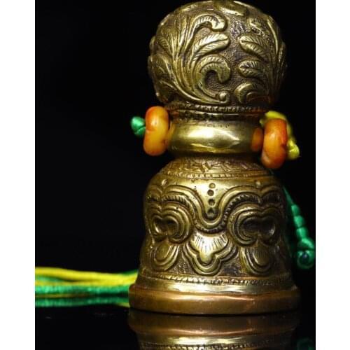 Home Decor 3" Tibetan Buddhism Old Bronze Buddhist Law Seal Scorpion pattern statue Old Fayin Pendant Ward off evil spirits