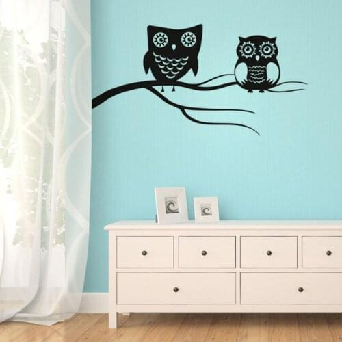 Two Cartoom Owls Wall Stickers Lovely Animal Home Decals For Living Room Boys Kids Room Babykamer Muurstickers Mural SA106