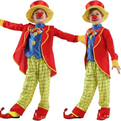 Halloween Children Children Boys Girls With Hat Carnival Clown Funny Cosplay Costumes Performance Clothing Party