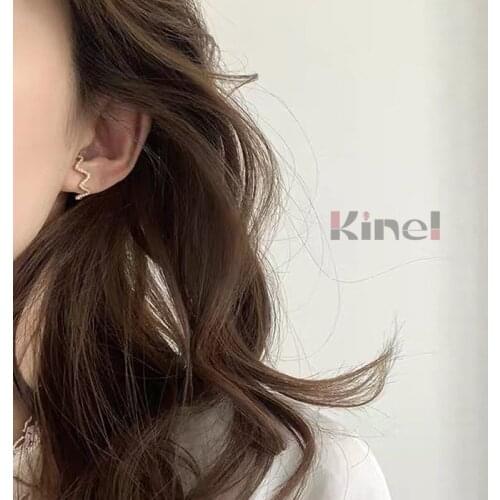 Kinel Silver 925 Jewelry CZ Wave Earrings for Women Geometric Fashion Accessories Party Gift