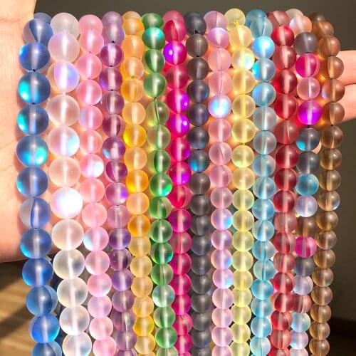 Colorful Austria Crystal MoonStone Glitter Beads Round Loose Spacer Beads for Jewelry Naking DIY Bracelets Necklaces 6 8 10 12mm