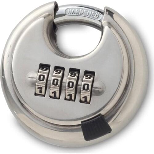Stainless Steel Round Combination 4 Digit Password Lock Door Security Padlock