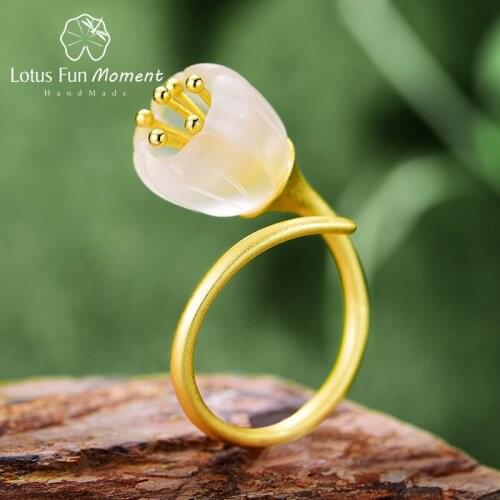 Lotus Fun Moment Real 925 Sterling Silver Natural Crystal Designer Fashion Jewelry Delicate Fresh Flower Rings for Women Bijoux