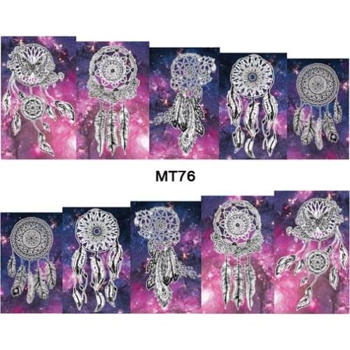 Art Nail MT76 Full Cover Indian Violet Pink Dream Catcher Nail Art Water Sticker For Nail Art Tattoo Tips DIY Nail Tool