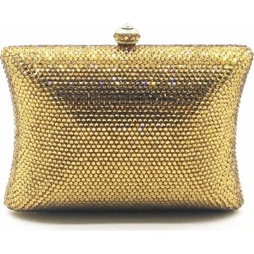 Gold/silver Diamond Crystal Fashion Day Clutches Evening Party Dinner Handbag Metal Chain Shoulder & Crossbody messenger Bags