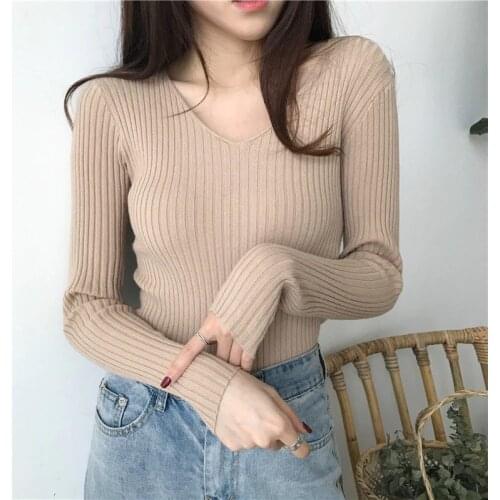 Slim Fit Women Tshirts New Style Fashion Base Tops Design Sense Casual Knitting Solid Autumn Long Sleeve T Shirts