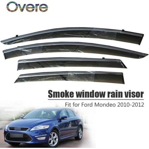 Overe 4Pcs/1Set Smoke Window Rain Visor For Ford Mondeo 2010 2011 2012 Car-styling ABS Awnings Shelters Guard Accessories