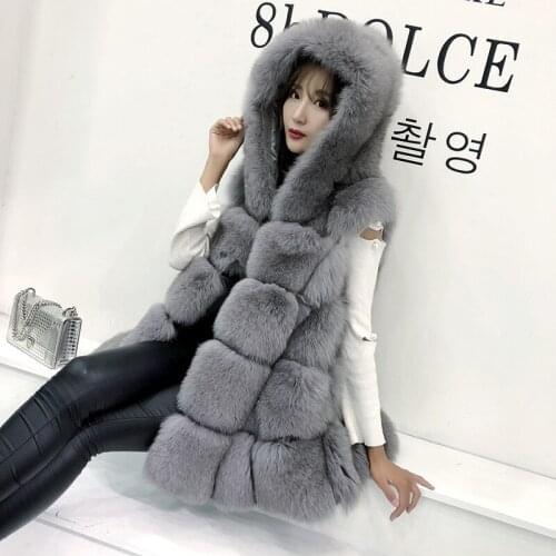 Real Fox Coat Winter Women Clothes New Fashion Casual Slim Sleeveless Hooded Fur Vest Jacket Manteau Femme Hiver ZL582