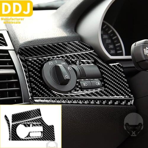Car Headlight Switch Light Control Button Panel Cover Carbon Fiber Stickers Accessories For Bmw Z Series Z4 E85 E86 2003-2008