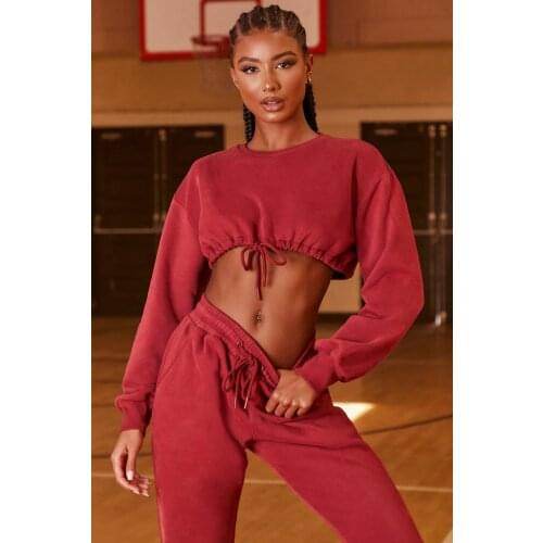 Pajamas For Women Pj Sets For Women Pajama Set Sports Fitness Suit Womens Round Neck Drawstring Long Sleeve Sports Fitness Suit