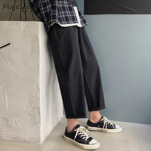 Casual Pants Men Ankle-length Plus Size S-5XL Cargo Trousers Simple Solid Design Loose Korean Style Trendy Straight Ins Cuffs