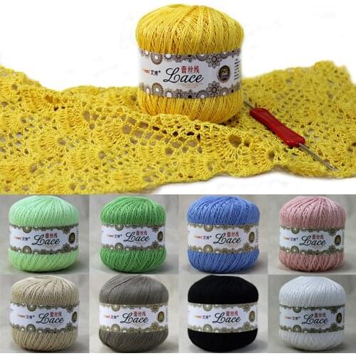 50g/ball Crochet Cotton Yarn 8 # Middle Thin 0.8mm Lace Cotton Yarn Hand-knitting Yarn Machine DIY Hand Knitting Crochet Threads