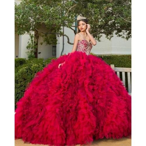 Luxury Sweetheart Quinceanera Dress Ruffles vestido de 15 años 2020 Crystal Beaded Sweet 16 Dress vestidos de xv años