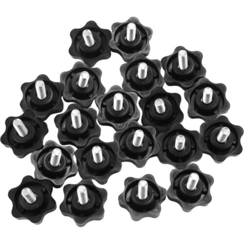 Knobs with star-shaped head and male thread M6x16mm, diameter 25mm, pack of 20
