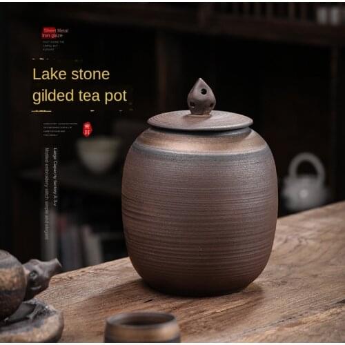 Manual Stoneware Vintage Pu-Erh Tea Is Used Gilded Large Sealed Ceramic Storage Tank Tea Jar Tea Box Ceramic Jars with Lids Tea