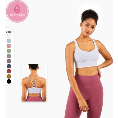 OzalCtree Fitness Joga Sports Bra Back Cross Sexy Lady Sportswear Padded for Running Gym Workout