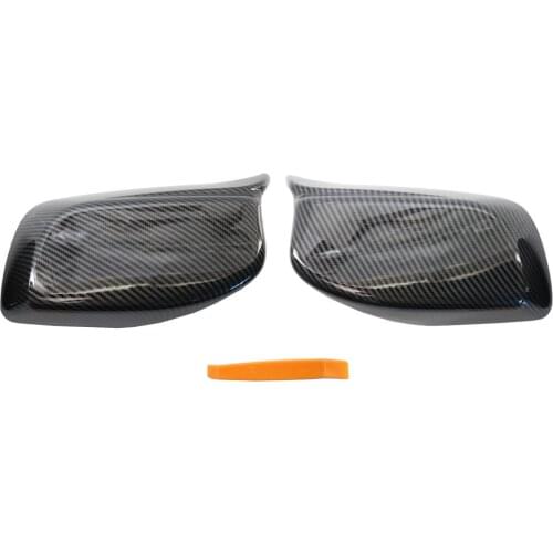 M Style Carbon Fiber / Gloss Black Side Rearview Mirror Cover Caps For BMW E60 E61 2003-2008