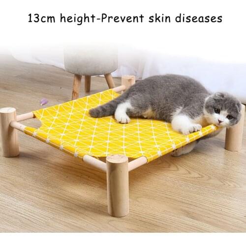 4 Seasons moisture-proof Summer Dog Cat Nest Hammock Removable and Washable Sleeping Mat Pet Solid Wood Canvas Marching bed
