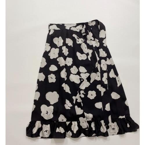 100% Viscose 2021 Spring and Summer French Good Quality Waist Floral Printing A-line Skirt