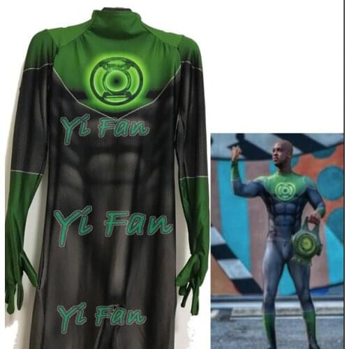 Green 3D Printing Cosplay Costume Spandex Zentai Catsuit Halloween Costumes Custom Made Hot Sale