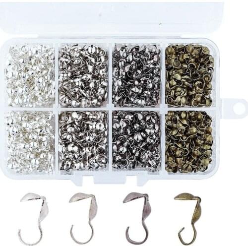 1Box Iron Clamshell Bead Tips Knot Covers End Cap Terminator for Jewelry Making DIY Bracelet Necklace Findings 9x3mm