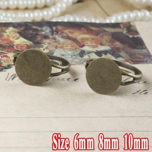 10pcs Wholesale Antique Bronze "Y"-shaped Adjustable Ring Blank Settings with 12mm Flat Pad for DIY Jewelry Making