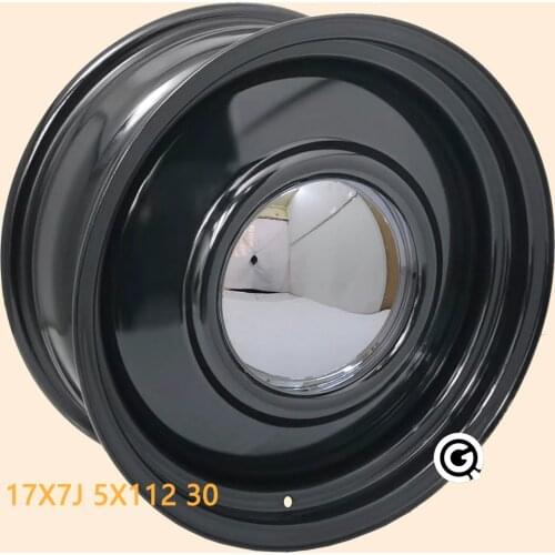 17inch steel wheel 17X7J 5X112 offset 30 beetle rim 5 holes black with baby moon cap