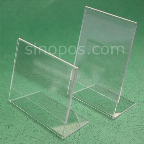Acrylic Angled Card Frame 8x11cm Portrait Landscape, A7 clear plastic sign holder slanted stand desktop tag ad poster L-display