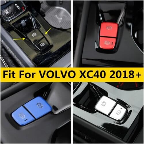 Red / Blue / Silver Metal Accessories Car Handbrake Parking Brake EPB Button Switch Cover Trim Fit For VOLVO XC40 2018 - 2021