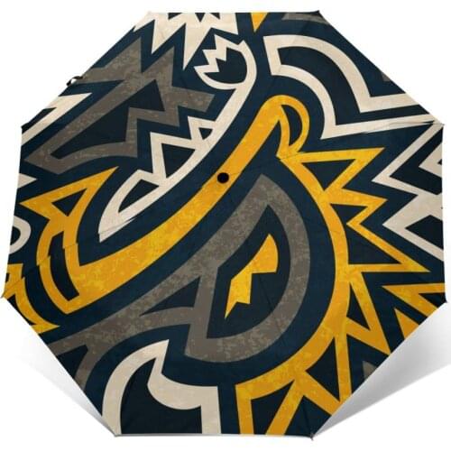 Automatic Umbrella African Geometric Grunge Print three-fold umbrella women men rain umbrella