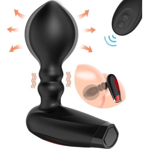 Wireless Remote Control Pump Prostate Massage Vibrator Inflatable Anal Plug Expansion Vibrating Anal Sex Toys For Men Woman