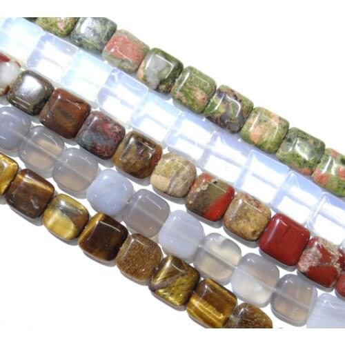 12*12mm Natural tiger eye Stone Agates Turquoises crystal Square Loose Beads for DIY Jewelry Making necklace 33pcs/Strand