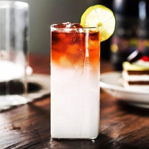 Highball Glasses Lead-Free Crystal Clear Glass Elegant Drinking Cups for Water Wine Beer Cocktails and Square Mini Dessert Cups