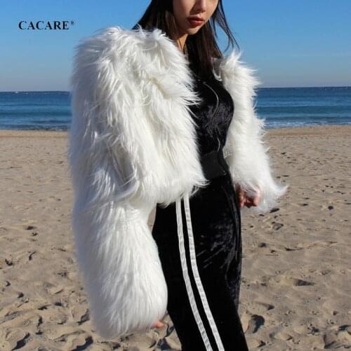 CACARE Faux Fur Women Coat Winter Faker Long Fur Coats Jacket 2 Choices F2968 Oversize S-3XL Covered Button