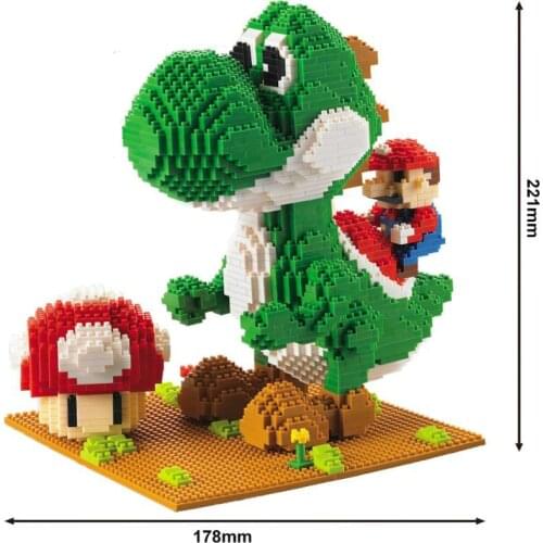 Super Mario Figures Model Building Blocks Cartoon Anime Mario Bros Yoshi Assembled Mini Brick Juguetes Toys for Children