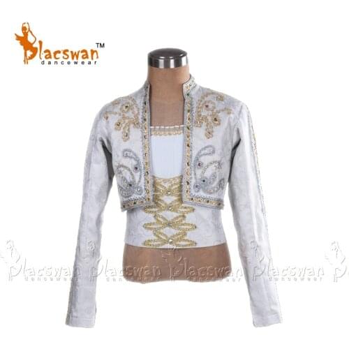 Customized Man White Ballet Dance Tunic Jacket 2 piece Prince Jacket professional Classical Silver Spanish Ballet Costume BT797
