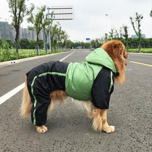 Pet Cats And Dogs Four-Legged Hood Raincoat Big Dog Raincoat Lotus Leaf Surface Outdoor Curved Waterproof Clothes