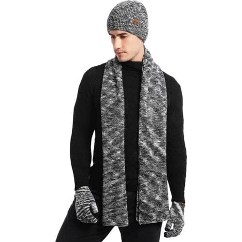 UNISEX Outdoor Sport3 PCS Knitted Set Winter Warm Knit Hat + Scarf + Touch Screen Gloves