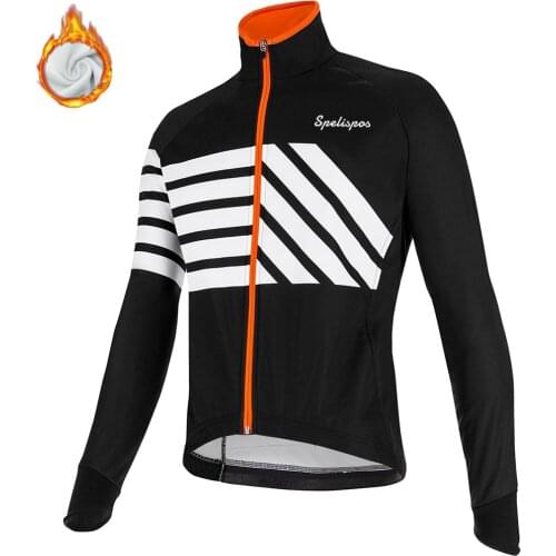 Mens Winter Cycling Jersey Long Sleeve Thermal Fleece Bike Clothes Outdoor MTB Windproof Bicycle Jacket Mailot Ciclismo Hombre