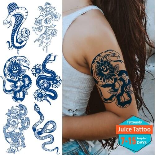 Non-Toxic Tattoo Juice Ink Long Lasting Water Transfer Tattoo Fake Sexy Body Art Painting Henna Tattoos Snake Dragon Arm Sleeve