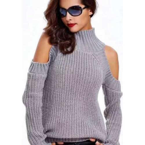 2021 New British Style Off-Shoulder Loose Knit Sweater Sexy and Comfortable Warm Halterneck Sweater Womens Top