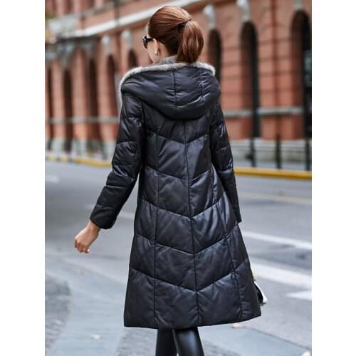 Genuine Leather Jacket Winter Jacket Women Mink Fur Collar Down Jackets for Women Real Sheepskin Coat Plus Size MY3934